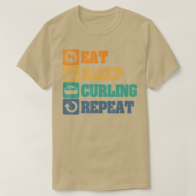 T-shirt Manger Curling De Sommeil Répéter Curling Rétro (Design devant)