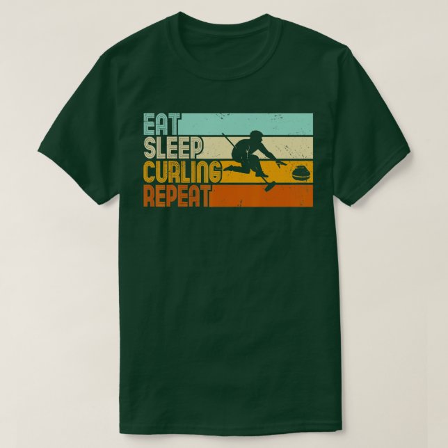 T-shirt Manger Curling De Sommeil Répéter Curling Rétro (4 (Design devant)