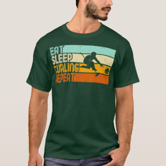 T-shirt Manger Curling De Sommeil Répéter Curling Rétro (4