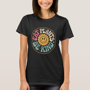 T-shirt Manger des plantes être gentil rétro végane tourne
