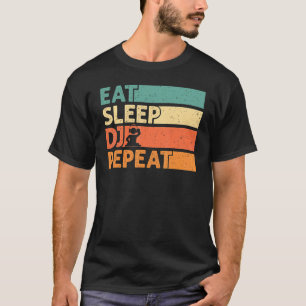 T-shirt Manger Dj Dj Répéter Cool Dj Retro Vintage