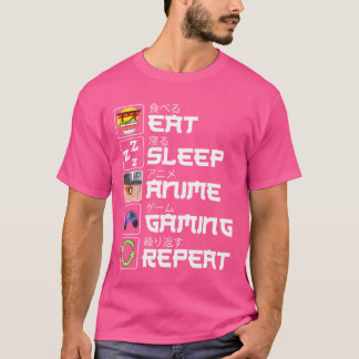 T-shirt Manger Dormir Anime Jeux Répéter Otaku Anime Manga