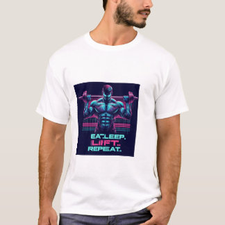 T-shirt Manger. Dormir. Ascenseur. Recommencer. | Tee Moti