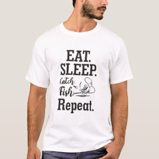 T-shirt Manger Dormir Attraper Poisson Répéter – Amoureux