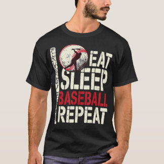 T-shirt Manger Dormir Baseball Répéter Drôle Joueur de Bas
