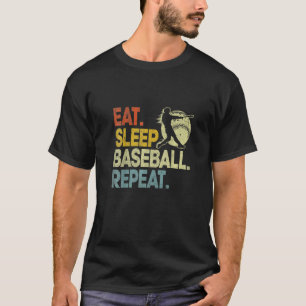 T-shirt Manger Dormir Baseball Répéter Receveur Lanceur Ba
