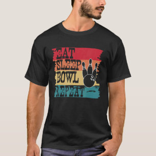 T-shirt Manger Dormir Boule Répéter Bowling de style rétro