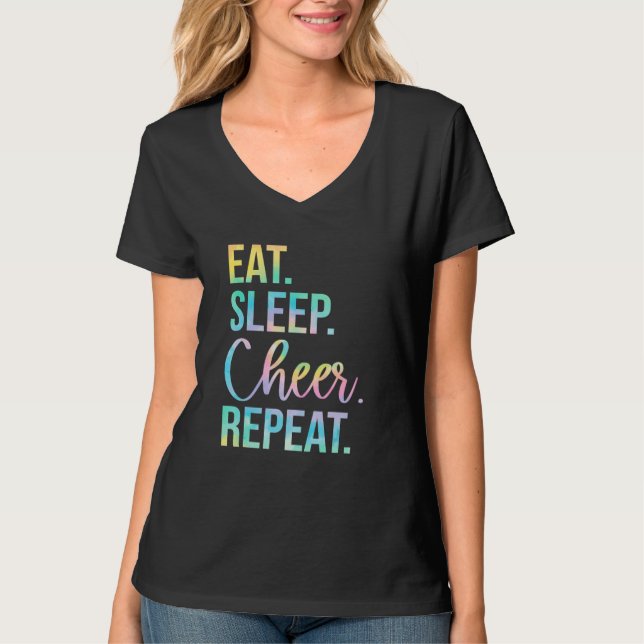 T-shirt Manger Dormir Cheer Répéter Pom-pom girl Cheerled  (Devant)
