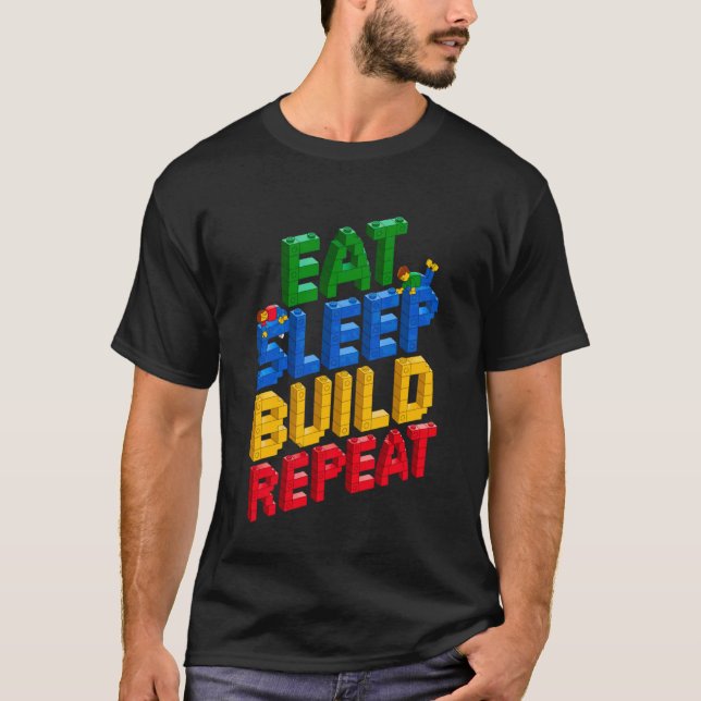 T-shirt MANGER DORMIR CONSTRUIRE RÉPÉTER Maître Constructe (Devant)