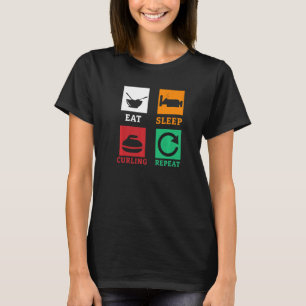 T-shirt Manger Dormir Curling Répéter Curling Joueur de Cu