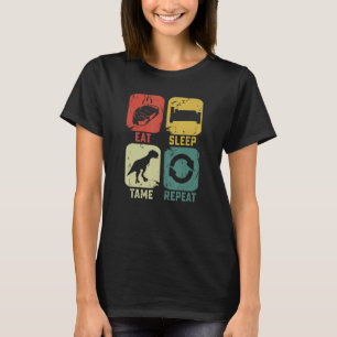 T-shirt Manger Dormir Dompter Répéter Dinosaure jeu vidéo 