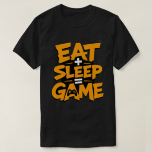 T-shirt Manger Dormir Jeu Orange Grunge Citation Joueur