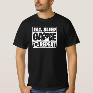 T-shirt Manger Dormir Jouer Répéter Citation Drôle de Joue
