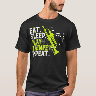 T-shirt Manger Dormir Jouer Trompette Répéter Drôle Cuivré
