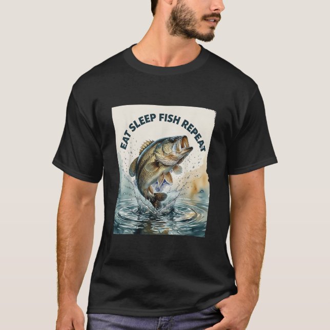 T-shirt Manger Dormir Pêche Répéter (Devant)