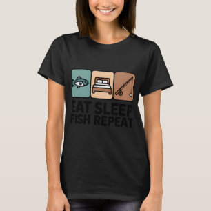 T-shirt Manger Dormir Pêche Répéter