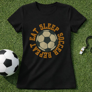 T-shirt Manger Dormir Répéter Badge de fan de football