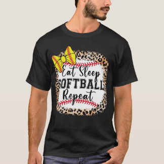 T-shirt Manger Dormir Softball Répéter Coquette Boween Fil