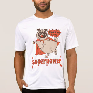 T-shirt Manger est mon super-puissance rouge carlin style 