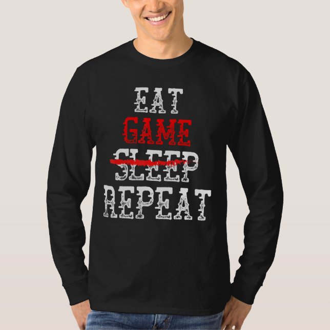 T-shirt Manger Jeu Pas De Sommeil Répéter Gamer Gear Pour  (Devant)