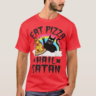 T-shirt Manger Pizza Hail Satan Cat Punk Rock Band Death M