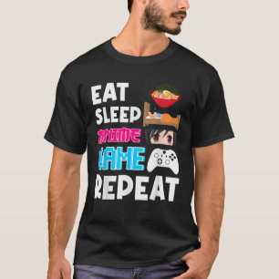 T-shirt Manger Sleep Anime Jeu Répéter Shirt Anime Manga S