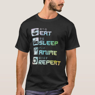 T-shirt Manger Sleep Anime Répéter Funny Japonais Manga Ka