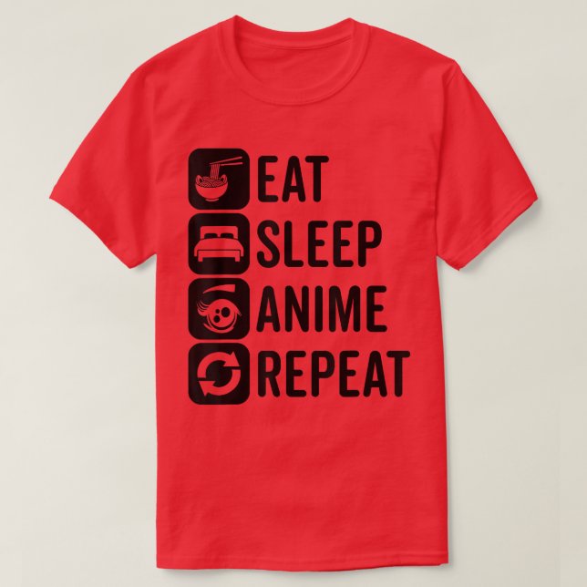 T-shirt Manger Sleep Anime Répéter Otaku Anime Kawaii Aest (Design devant)