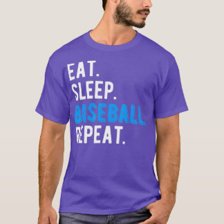 T-shirt Manger Sleep Baseball Cool Joueur Entraîneur Fan C