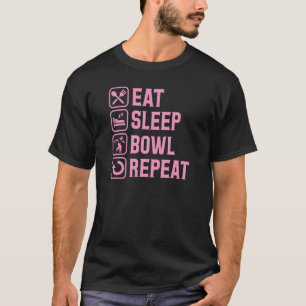 T-shirt Manger Sleep Bowl Répéter Bowling Alley Party 3