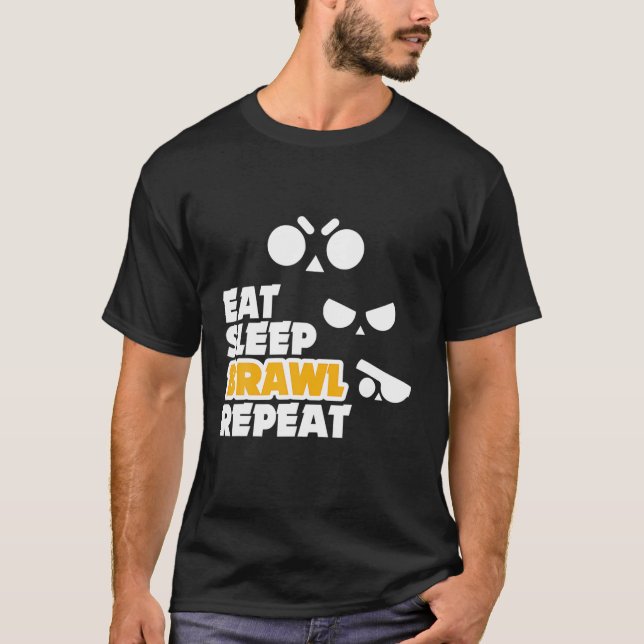 T-shirt Manger Sleep Brawl Répéter Gamer Mobile Game Brawl (Devant)