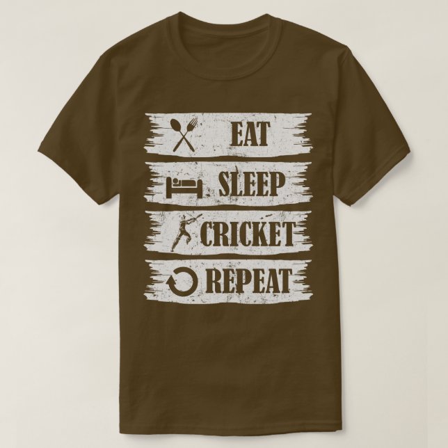 T-shirt Manger Sleep Cricket Répéter Cricket sport Lover c (Design devant)