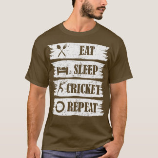 T-shirt Manger Sleep Cricket Répéter Cricket sport Lover c