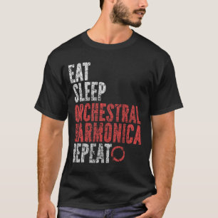 T-shirt Manger Sleep Orchestre harmonica Répéter