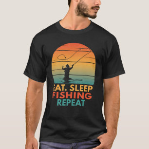 T-shirt Manger Sleep Pêche répétée Fisher Pêcheur pêcheur 