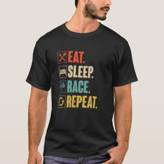 T-shirt Manger Sleep Race Répéter Retro Vintage Racing