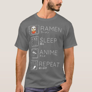 T-shirt Manger Sleep Ramen Anime Panda Noodles Kawaii Japa