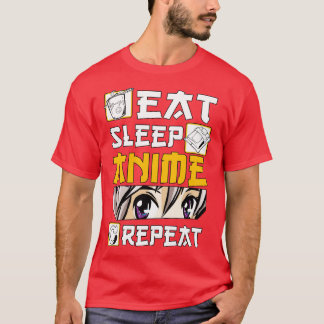 T-shirt Manger Sleep Répéter Merch Girl Otaku Cadeau