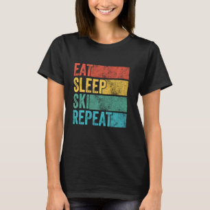 T-shirt Manger Sleep Ski Répéter Ski Skier Skier Détresse