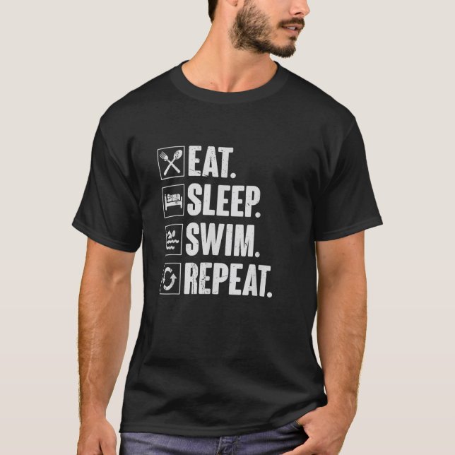 T-shirt Manger Sleep Swim Répéter nage nage Cadeau nage (Devant)
