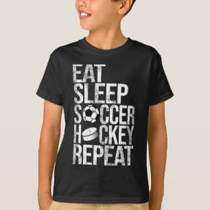 T-shirt Manger Sommeil Football Hockey Répéter Jeu De Spor