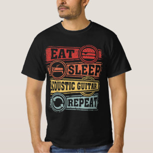 T-shirt Manger Sommeil Guitare acoustique Répéter