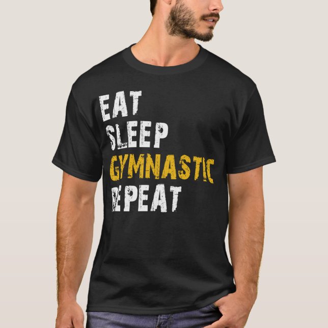 T-shirt manger sommeil gymnastique répéter (Devant)