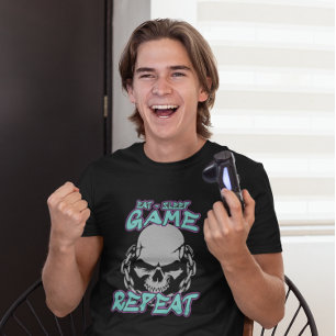 T-SHIRT MANGER SOMMEIL JEU RÉPÉTER GAMER