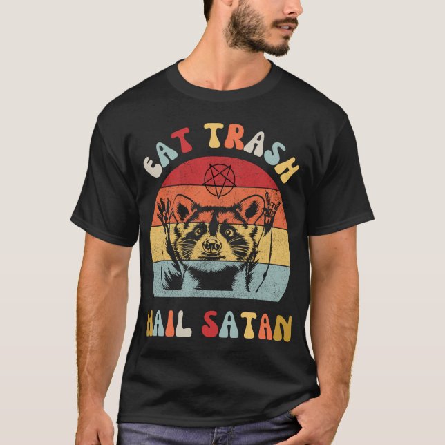 T-shirt Manger Trash Hail Satan Raccoon Possum Funny (Devant)