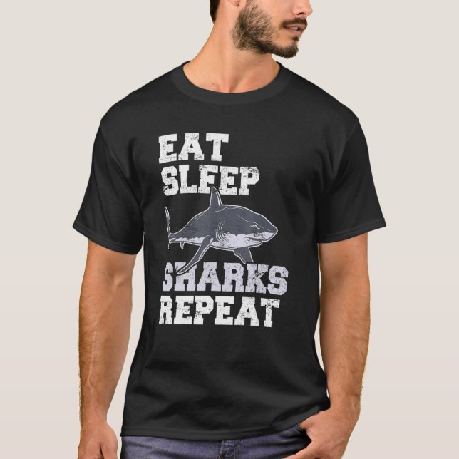 T-shirt Mangez des requins endormis Répétez les requins re (Devant)