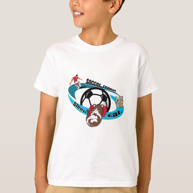 T-shirt Mangez, dormez, soccer, répétez. (Devant)