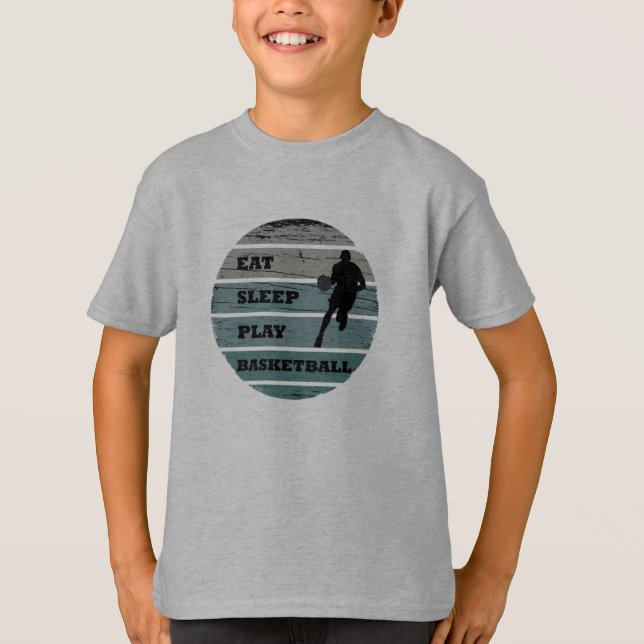 T-shirt Mangez dormir jeu de basket-ball joueur rétro (Devant)