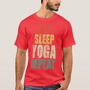 T-shirt mangez dormir yoga répéter drôle yoga rétro vintag