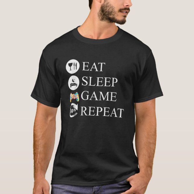T-shirt Mangez Jeu De Sommeil Répéter Funny Gamer Outfit P (Devant)